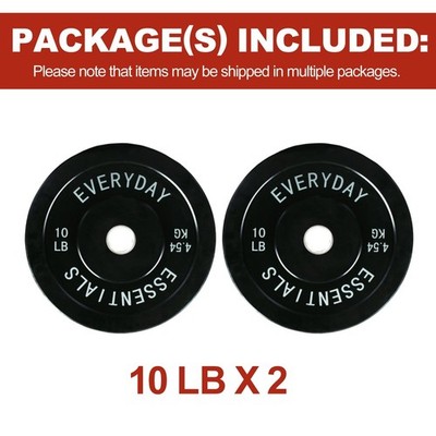 Black 2'' Olympic Bumper Plate with Steel Hub, Pairs of 10LB plates