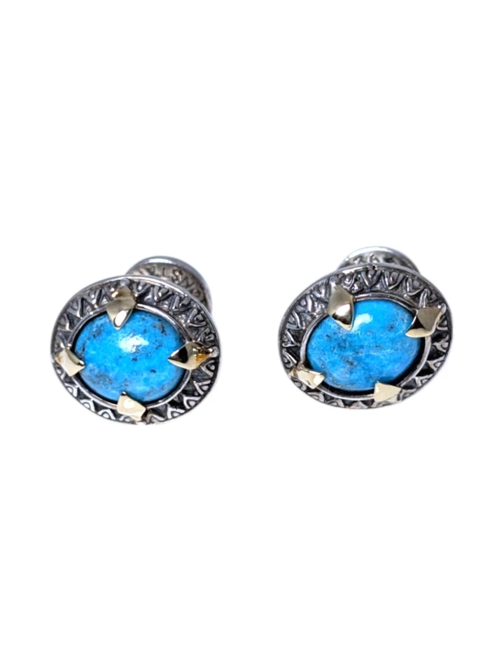 康斯坦蒂诺 18k 金色和绿松石袖扣 MAKJ92-130-137 MSRP1280 美元 — 第 2/4 张图片