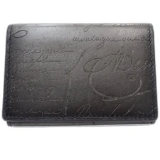 Berluti Business Card holder Script calligraphy Calfskin Gray Black/181443