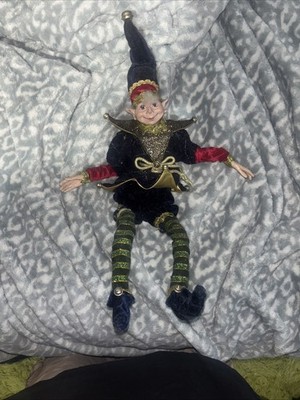 Robert Stanley Christmas Pixie Elf Doll Shelf Sitter 18'' Mardi Gras Jester Chip