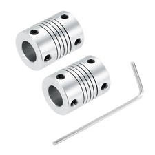 2pcs 8mm To 10mm Shaft Coupling L25xd19 Flexible Coupler Beam Silver