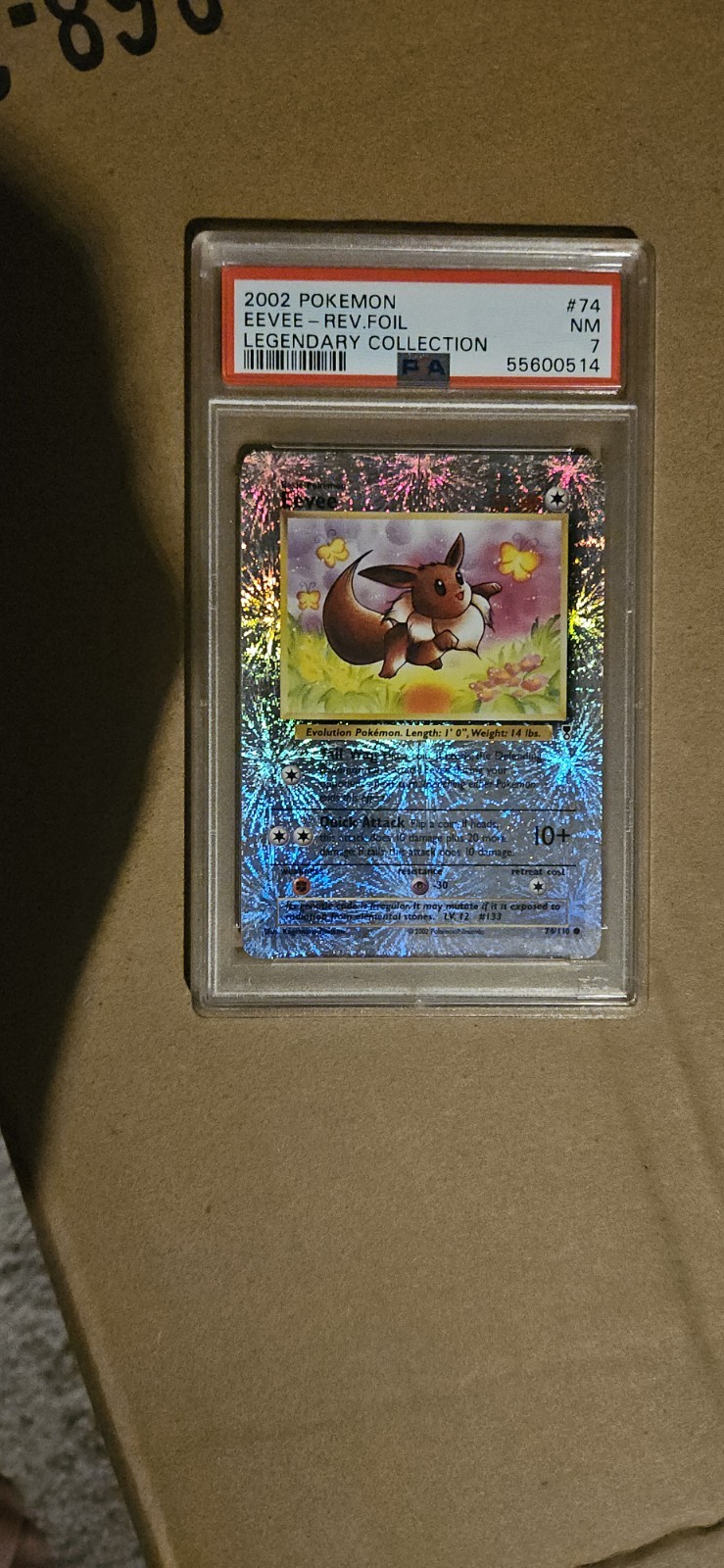 Pokemon 2002 Legendary Collection #74 Eevee Reverse Foil PSA 7
