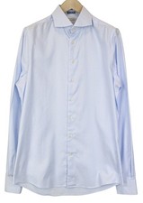 SUITSUPPLY Men's Formal Shirt 41L/16L Extra Slim Blue Cotton Stripe Twill 