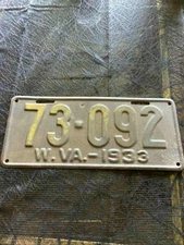 Vintage 1933 West Virginia License Plate