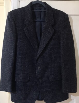 Centaur Blazer dunkelblau reine Schurwolle Tweed Gr. Medium UK 38 kurz