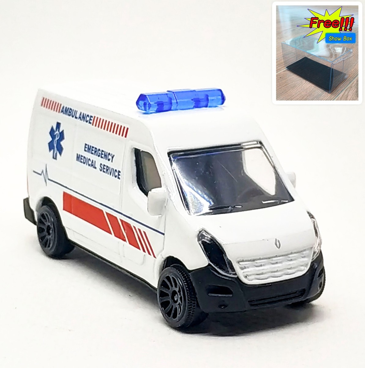 Majorette Renault Master White USA Ambulance- Wheels 5u Black 1:66