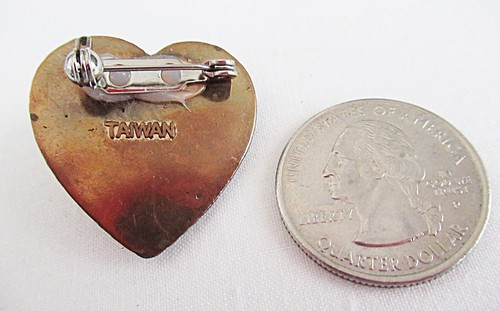 Broche vintage corazón de cobre con acento de perla #52 - Imagen 3 de 3