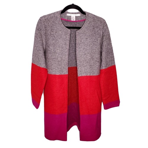 Max Studio Color Block Cardigan Wool 