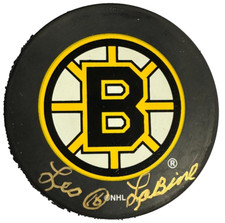 Leo Labine Autographed Puck Autographed Boston Bruins NHL