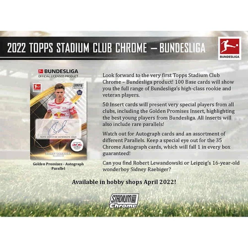 2021-22 Topps Bundesliga Stadium Club Chrome Soccer Hobby BOX SEALED 21TOSBSCC