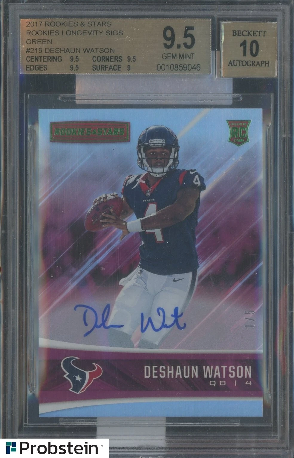 Deshaun Watson Panini Rookies & Stars #219 Longevity Signature-Green