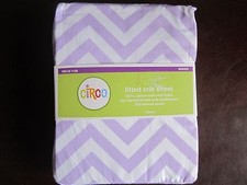 New Circo Chevron Zig Zag Fitted Cotton Crib or Toddler Sheet Purple and White