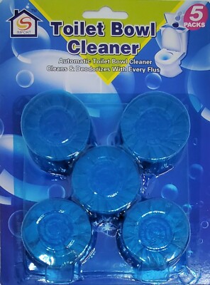 Automatic Bleach Toilet Bowl Cleaner Stain Remover Blue Tablet 5/Card (You Pick)
