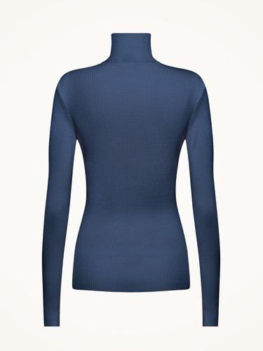 Wolford Merino Fine Rib Pullover • L • dust blue .. Ultra-weich, gerippter Look - Bild 8 von 10