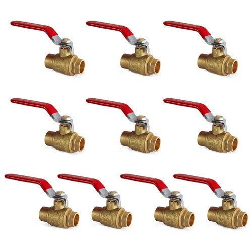 EFIELD  10PCS 1/2 Inch Sweat Brass Full Port Shut-off Ball Valve For Water, GAS