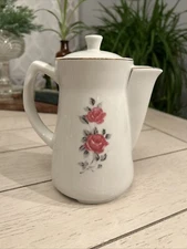 Electric Vintage Porcelain Tea Kettle White Floral Gold Trim Cord Working Japan