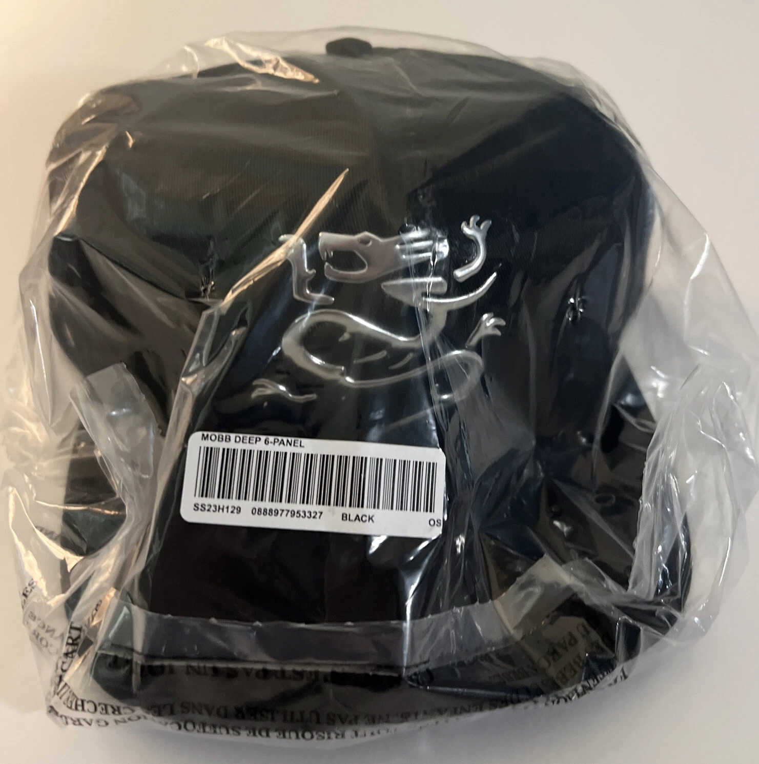 CHAPEAU SUPREME MOBB DEEP 6 PANNEAUX NOIR SS23 SEMAINE 18 (100% AUTHENTIQUE) NEUF