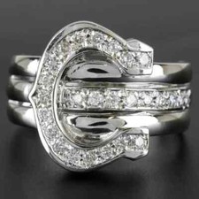 Vintage 14k White Gold Horseshoe Diamond Ring