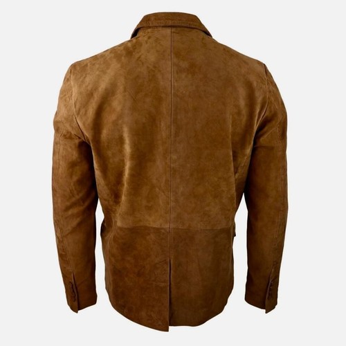 MILANO SPORTS BLAZER COAT TAN Suede Classic Tailored Soft 100% Real Suede Jacket - Picture 2 of 5