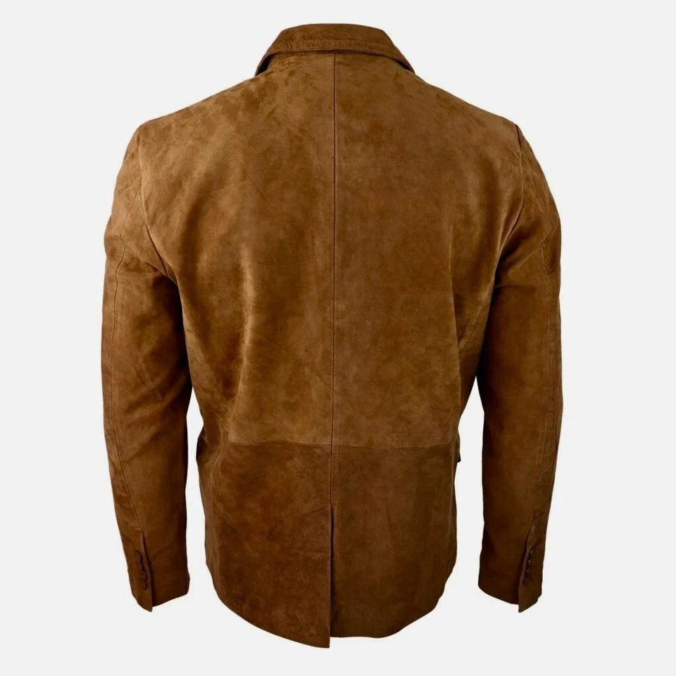 MILANO SPORTS BLAZER COAT TAN Suede Classic Tailored Soft 100% Real Suede Jacket - Image 2 of 4