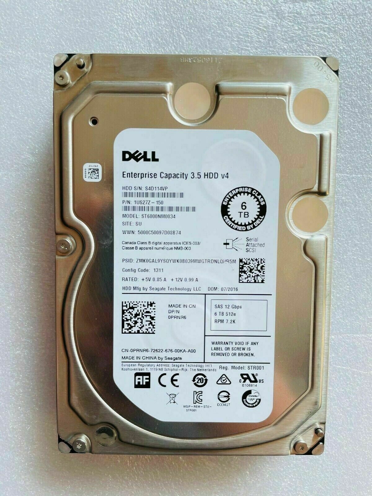 NEW Dell ST6000NM0034 PRNR6 NWCCG PowerEdge 6TB 7.2K SAS 12Gbps