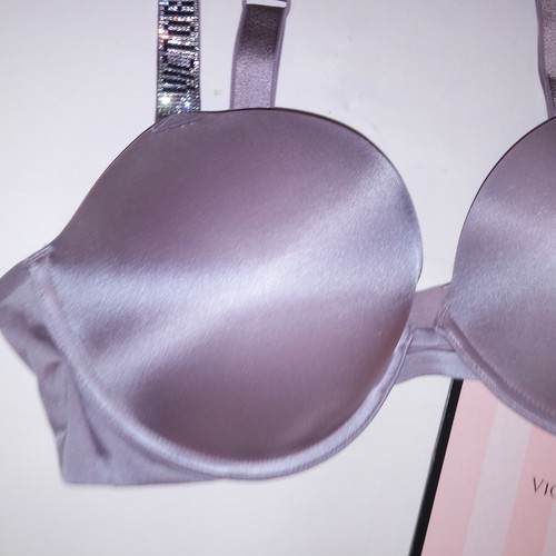 Victoria Secret Bra 38DD Very Sexy Push Up Shine Strap Purple Bling Underwire - Picture 2 of 5