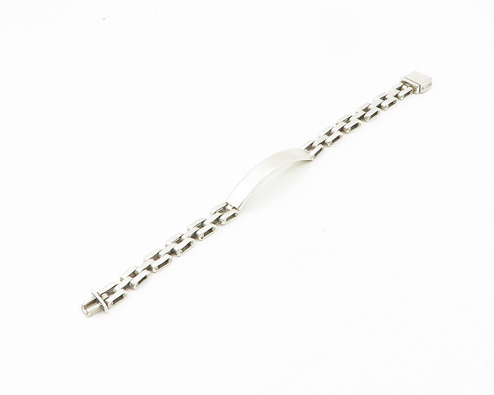 MEXICO 925 Silver Vintage Shiny Curved Bar Hinge Link Chain
