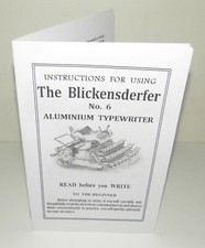 Blickensderfer No 6 Typewriter Featherweight Instruction Manual Reproduction thumbnail