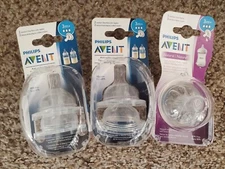 3 packs Philips Avent Medium Flow Anti-Colic + 1 Natural Baby Bottle Nipple 3m+