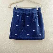 Vineyard Vines Navy Corduroy Mini Skirt Embroidered Pink Whales Women  s 00