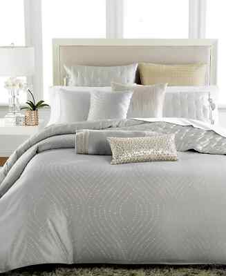 Hotel Collection Duvet Finest Silver Leaf Dotted Luxury Silk Blend Full/Queen