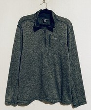 Eddie Bauer Sweater Mens XL Heathered Gray 1/4 Zip Pullover Mock Neck Hiking