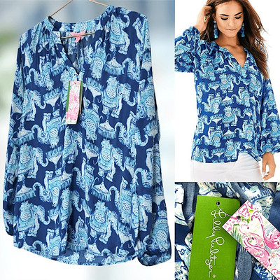 NWT LILY PULITZER Martinique Top Pullover Joy Ride Deep Indigo Size XXS