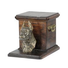 Dobermann, Doberman Pinscher, Dobie I - urn for dog ashes with a statuette, eleg