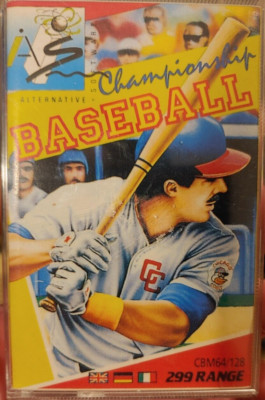 Championship Baseball (Alternative 1987) Commodore C64 (Tape, Box, Manual) works