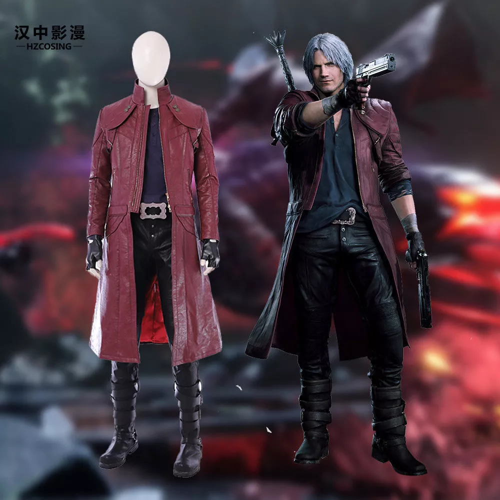 Dmc devil may cry 5 dante costume cosplay jacket unisex pu leather