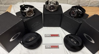 Rare Oakley Swiss Watch Collection   3 Watches w/ Boxes & Cases