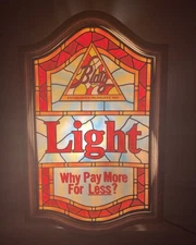 Blatz Light Why Pay More For Less Beer Light Up Sign RARE 20in x 13in Works 1984