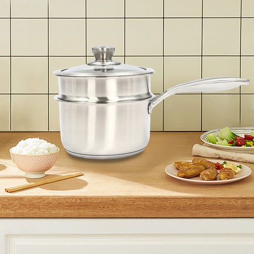 Double Layer  Stainless Steel Saucepan With Steamer And Glass Lid,sauce Pan - Afbeelding 20 van 20
