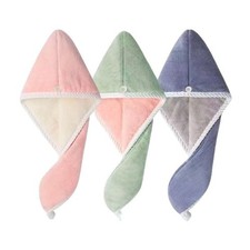 Microfiber Hair Drying Towel Wrap, Quick Dry Turban with Button Closure, Pink...