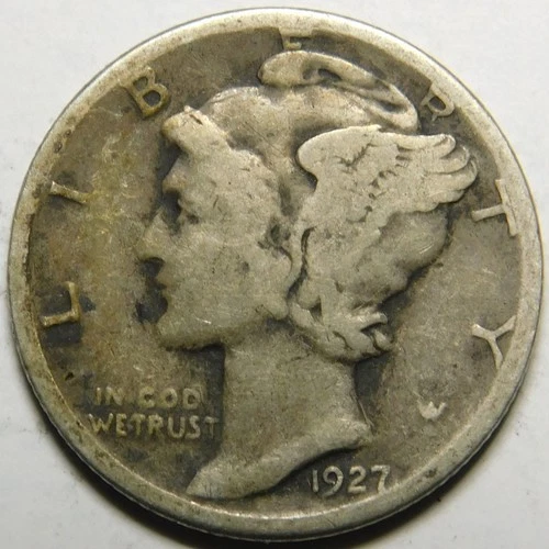 1927 D Mercury Dime VG-F "Actual Coin Pictured Not Cleaned, Polished or Dipped"