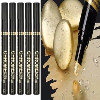 1-5pcs Chrome Pen Marker Waterproof Paint Repair Gold Silver 2mm Nib - NEW