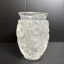LALIQUE France Frosted Crystal Heavy BAGATELLE Birds Vase Signed Approx. 5 Lbs