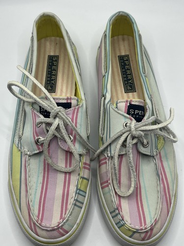 Sperry Slip On Top Sider Pastel Striped Women’s Shoes Size 6.5 M - Picture 1 of 5
