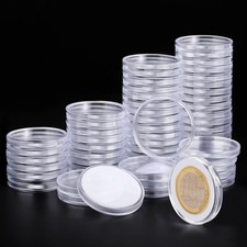 60-Pack Clear Plastic Coin Capsules  40mm Holders with Adjustable Gaskets