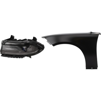 CHARGER 15-16 HEAD LAMP LH 2-pc Kit includes Driver Side Fender - CAPA