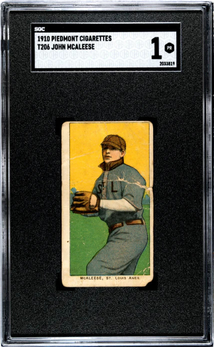 1909 T206 JOHN MCALEESE NNO POOR PIEDMONT 350 SGC 1 BASEBALL ST. LOUIS BROWNS