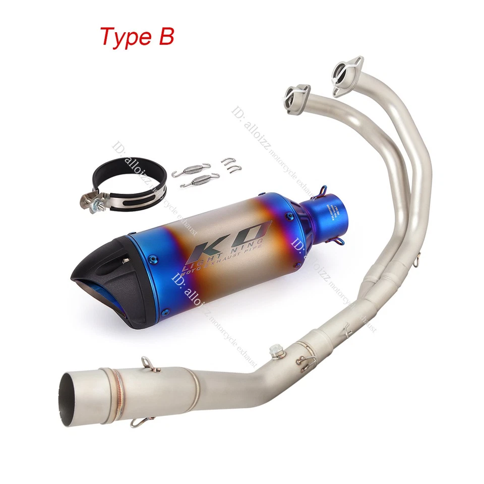 For Yamaha YZF R3 2015-2023 MT-03 16-23 Whole Exhaust Front Pipe Black Muffler - Image 4 of 4