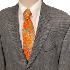 Chaps Ralph Lauren Blazer Mens 48R Gray Houndstooth 3-Button Jacket Wool