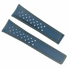 20MM LEATHER WATCH BAND CLASP 20/16MM FOR TAG HEUER MONZA PERFORATED BLUE OS